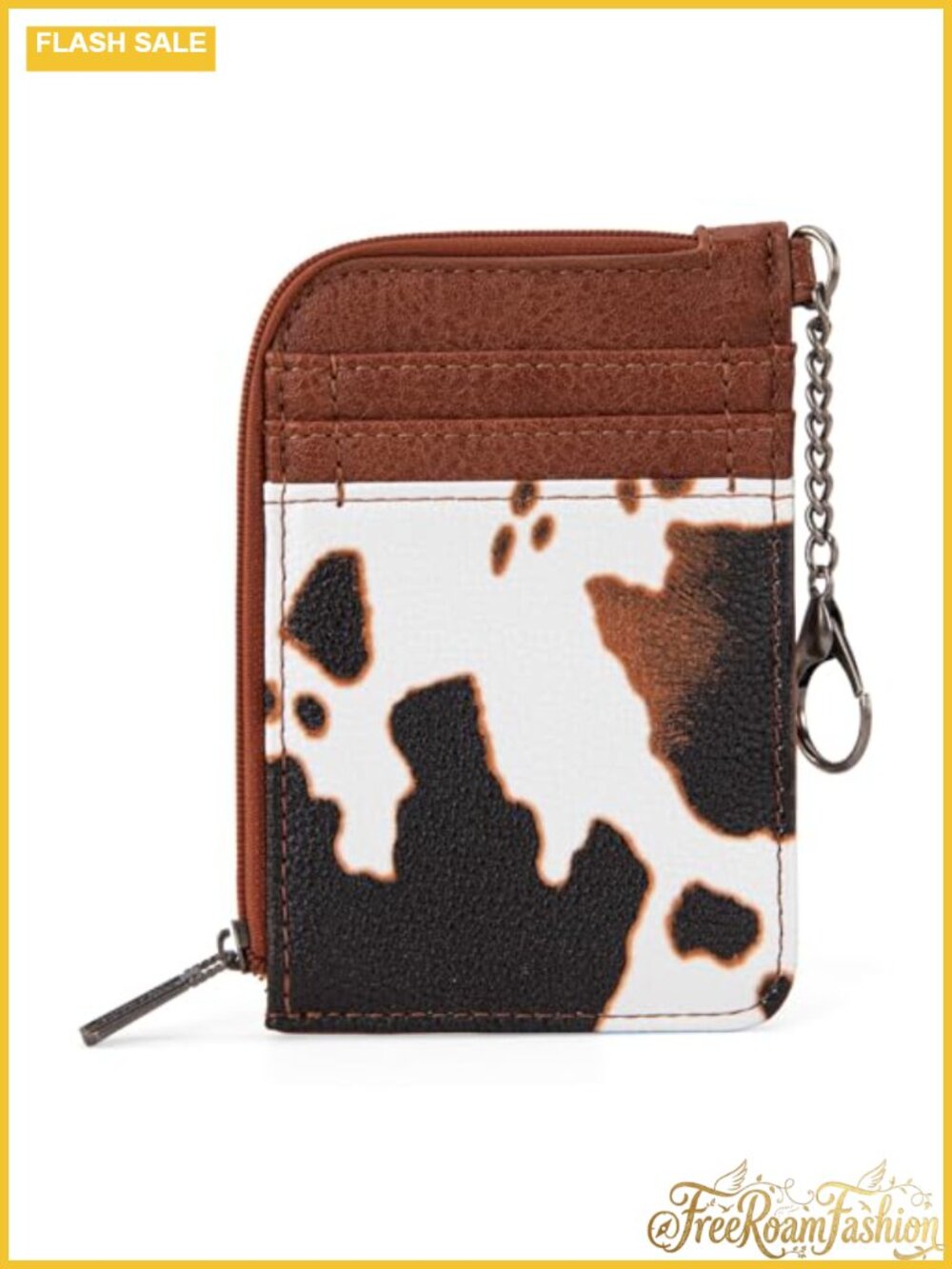 RFID Card Wallet Keychain Wrangler Cow Print Southwestern